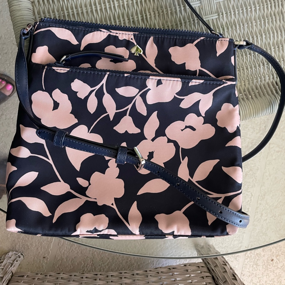 Kate Spade Jae Garden Vine Flat Crossbody Floral Nylon Bag - Picture 7 of 11